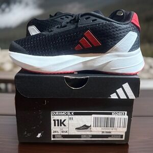 Adidas Duramo SL K Running Shoes IG2483 Black Red Sneakers Kids Size 11 K